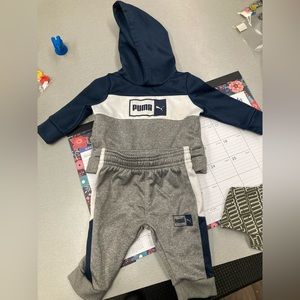 0-3month puma sweat suit outfit and onesie all three pieces are like new